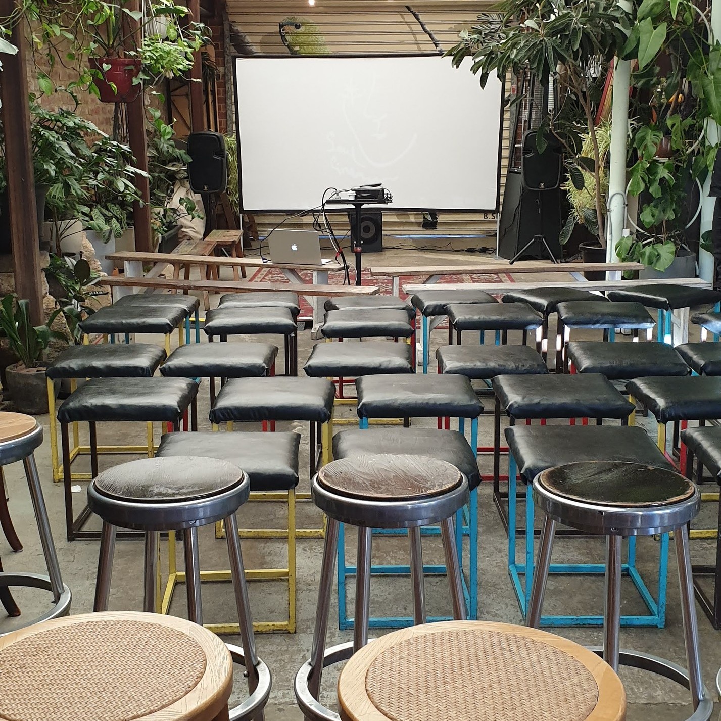 Indoor framed cinema screen hire Perth — 3m screen set up inside