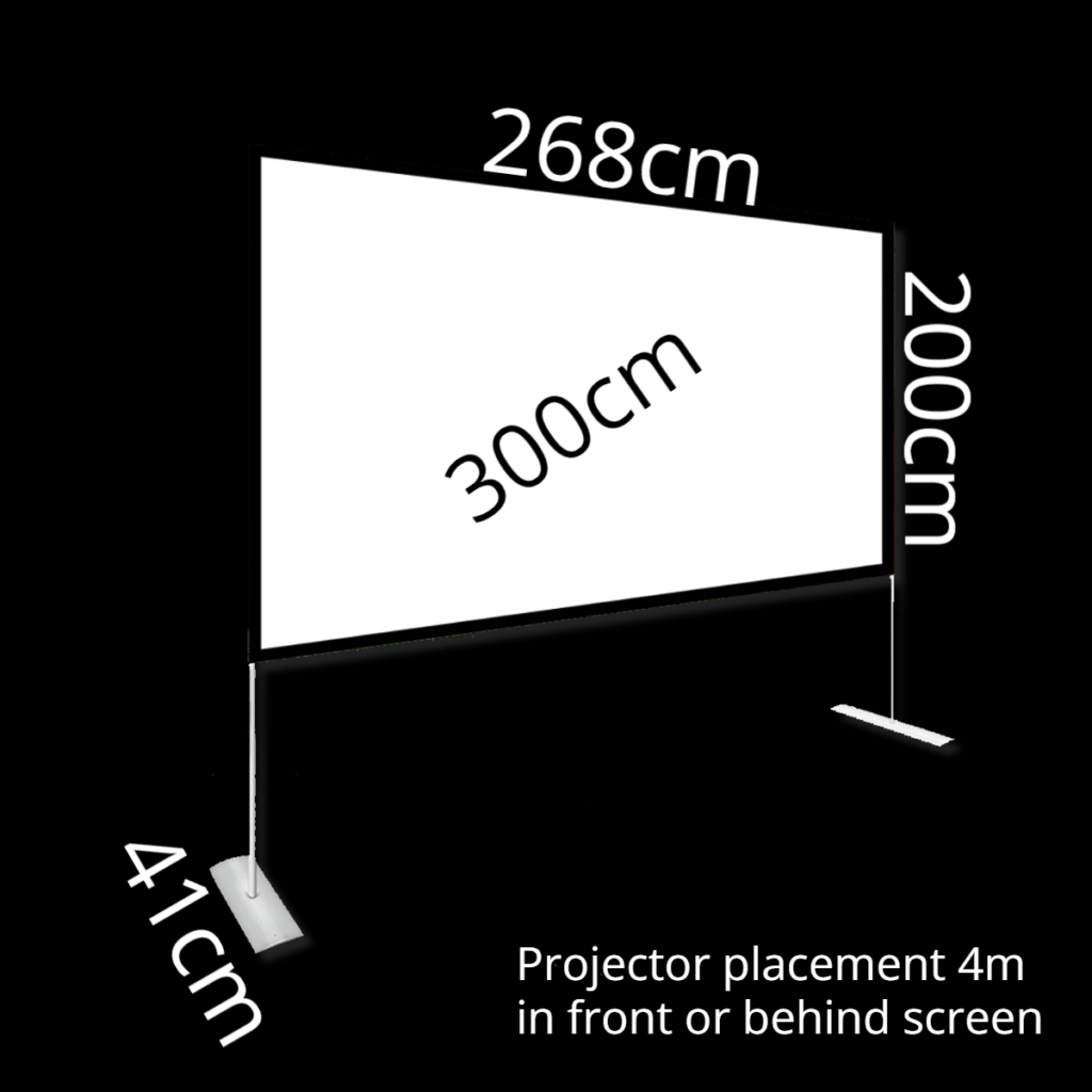 3m framed cinema screen hire Perth projector and screen package