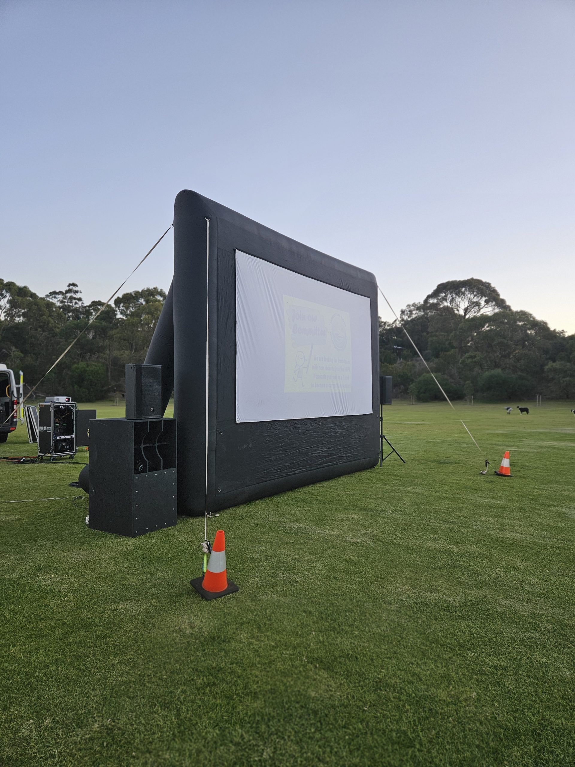 5m outdoor cinema screen hire Perth — community event setup