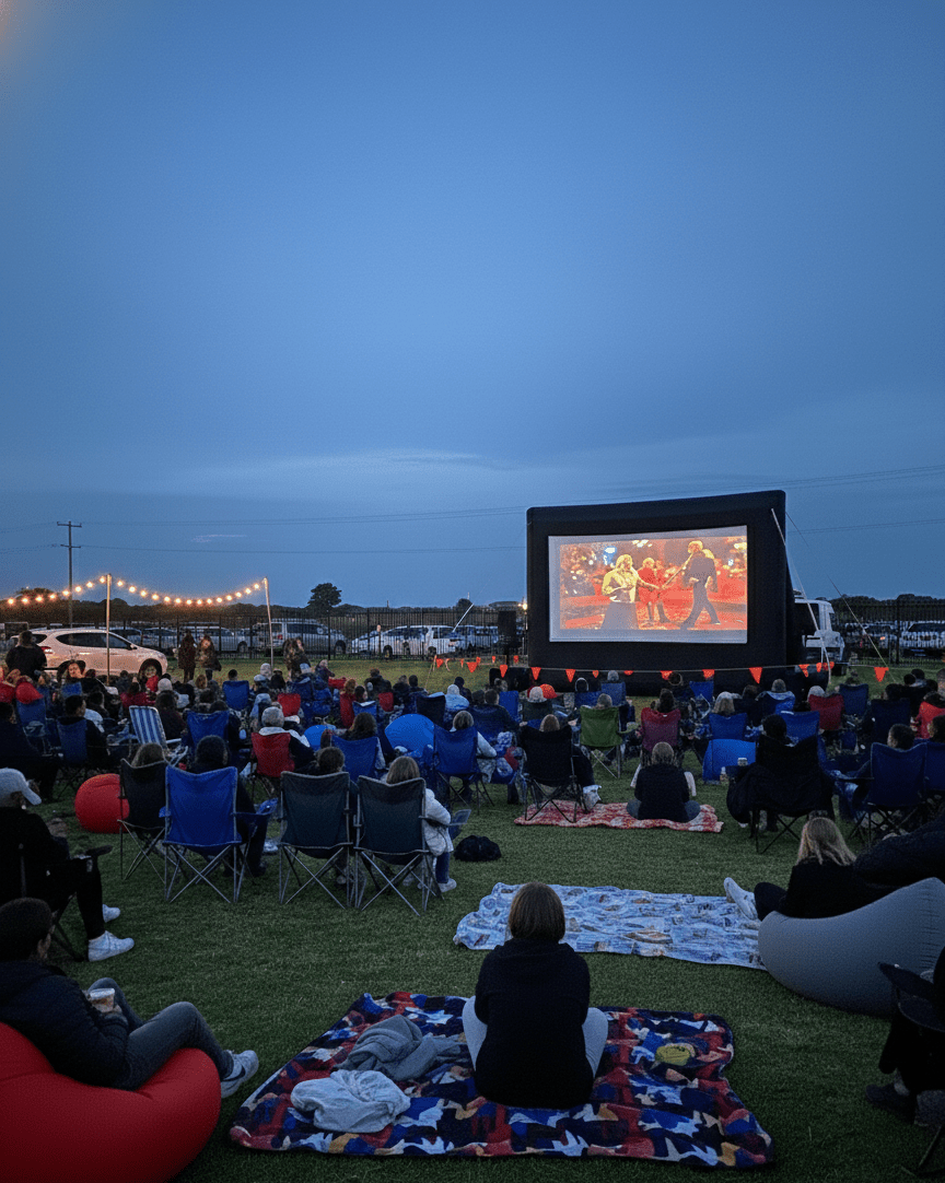 5m outdoor cinema screen hire Perth community event setup