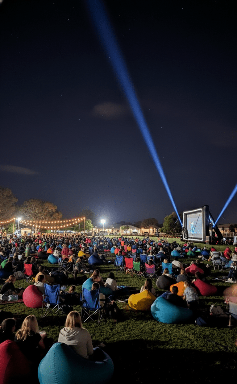 8m outdoor cinema screen hire Perth community event