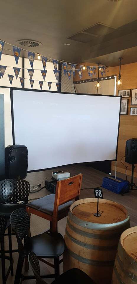 3m framed screen hire Perth indoor cinema setup